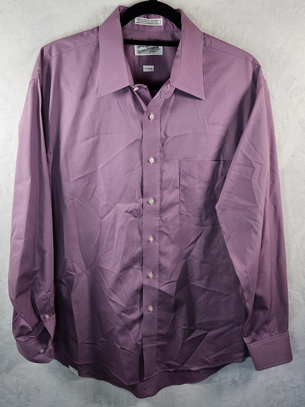 Vintage Sears Roebuck Dress Shirt Mens XL 17 34/35 Purple Made In USA 80s